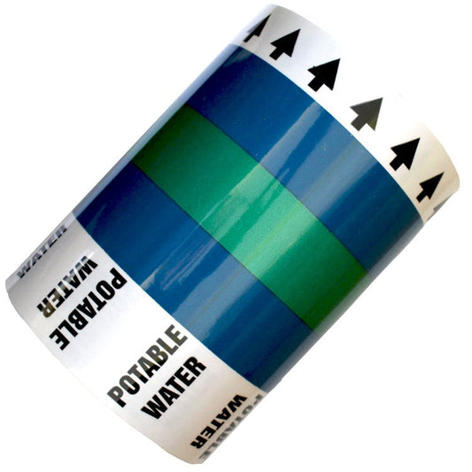 ISO 5010 - PORTABLE WATER (Arrows) - Banded Marine All Weather Pipe Identification
