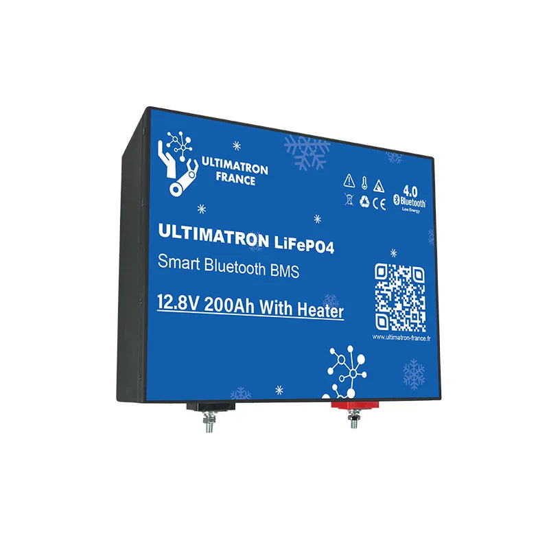 Ultimatron 12.8V 200Ah LiFePO4 Under-Seat Lithium Battery with Smart BMS, Bluetooth, and Heating