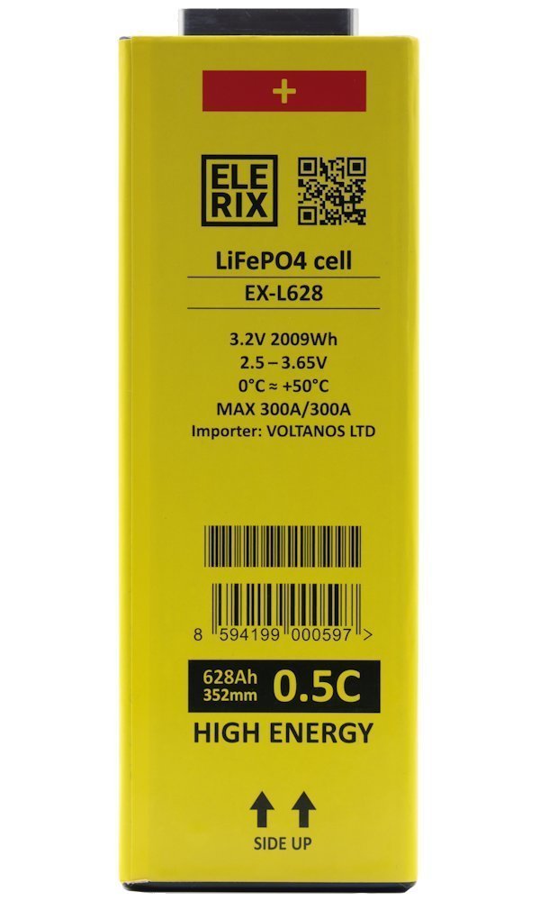ELERIX EX-L628 Lithium Cell LiFePO4, VDA2X, Prismatic 3,2V 628 Ah