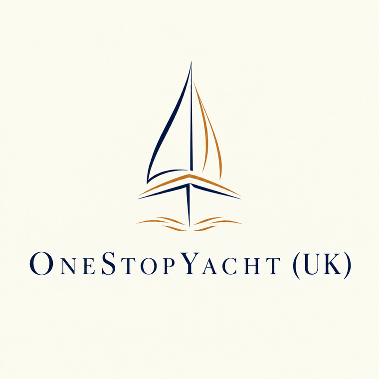 OneStopYacht (UK) logo with ochre accents